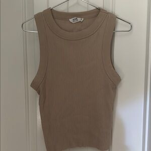 Women's Tan Ribbed Sleeveless Top